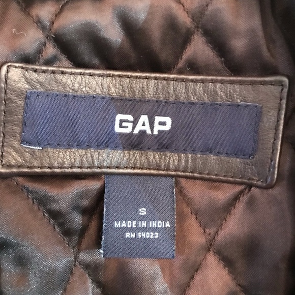 Gap Brown Leather Jacket Coat Adult Size Small Insulated Quilted Lining Mens - Picture 5 of 13